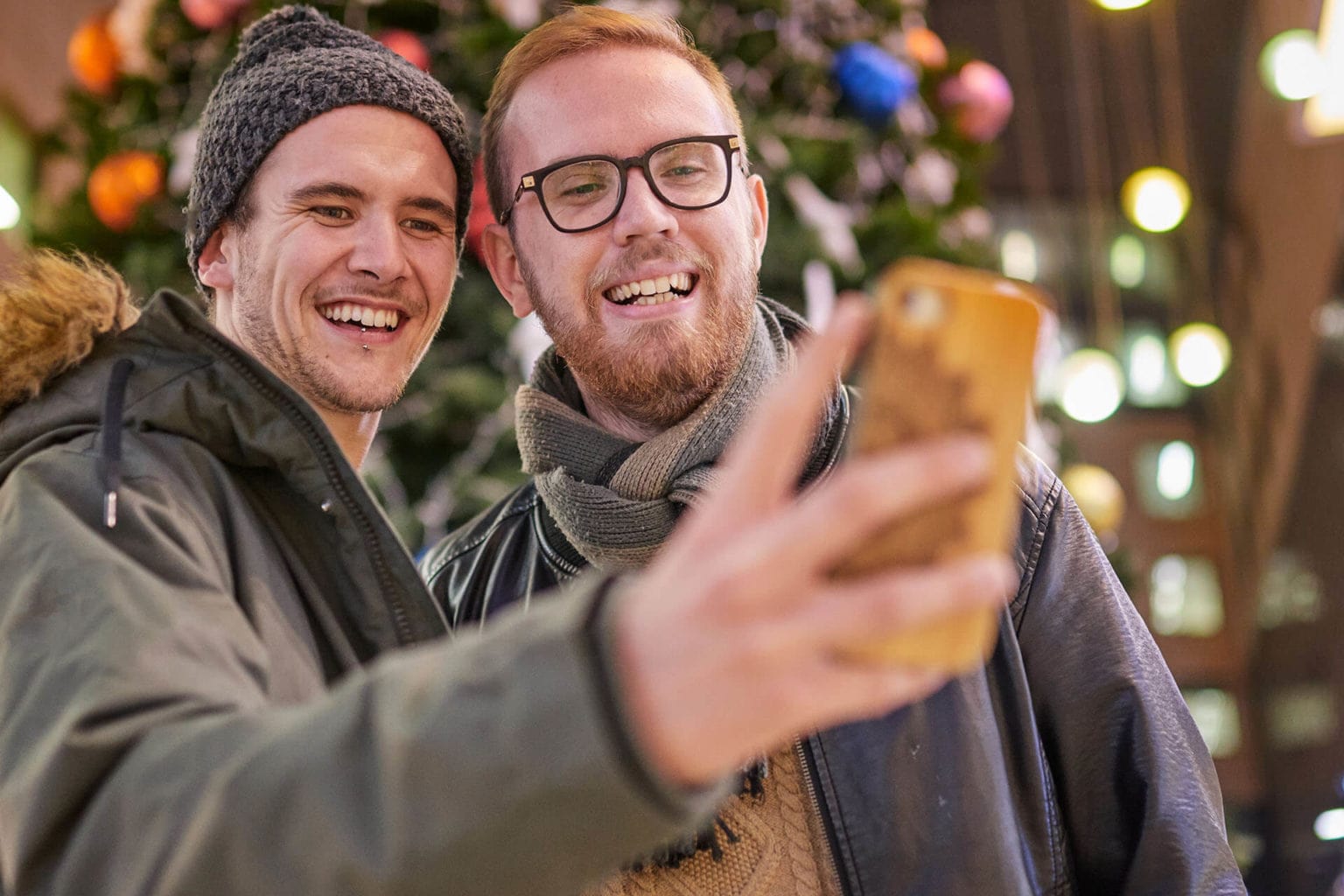 Sober friends taking a Christmas selfie