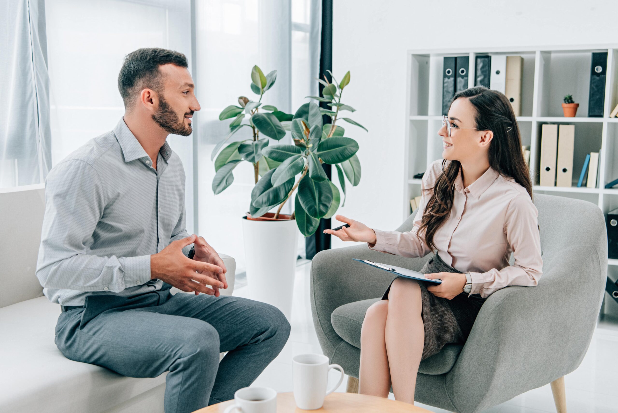 A man discusses what is rehab like during an individual therapy session.