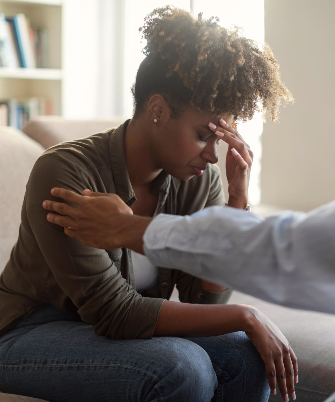 A woman struggles with the symptoms of cocaine withdrawal.