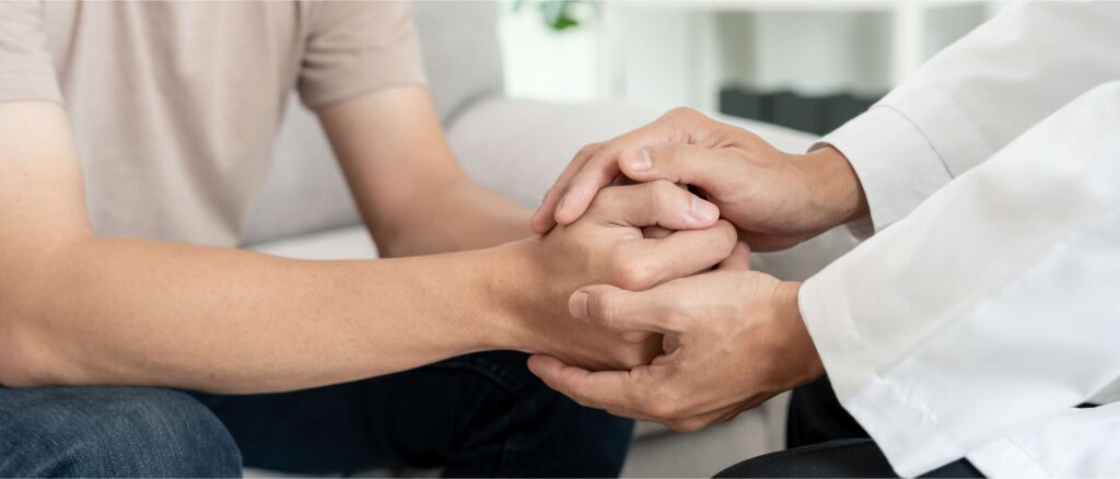 A professional provides support by answering common addiction questions.
