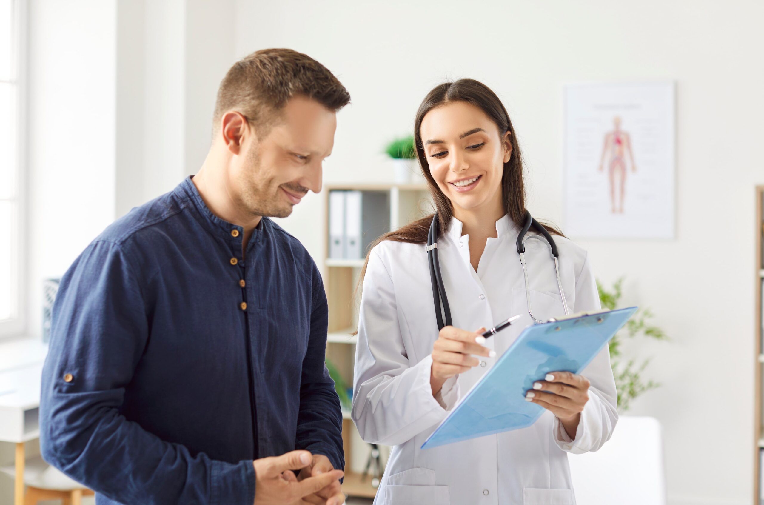 A man discusses options for buprenorphine treatment in Mississippi with his doctor.