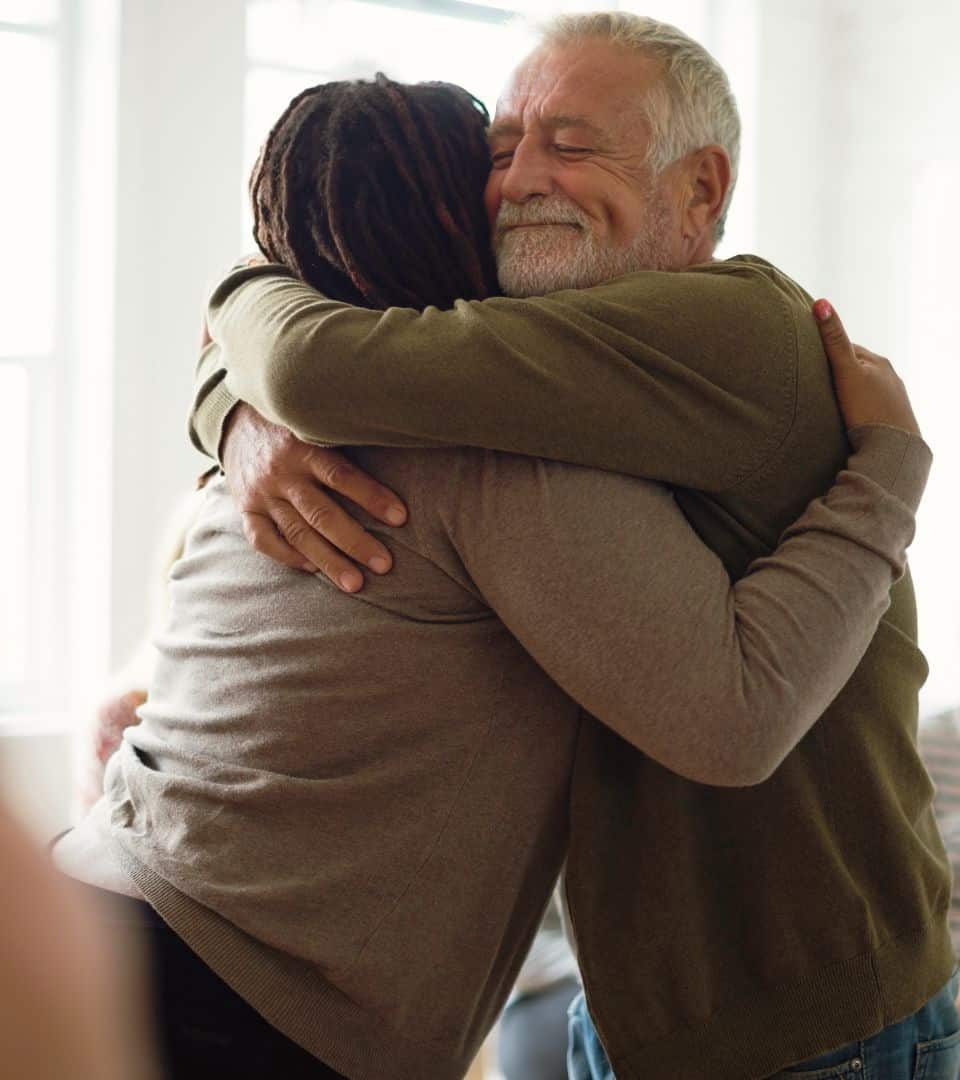 Man reconnecting with a loved one during a residential treatment program in Mississippi.