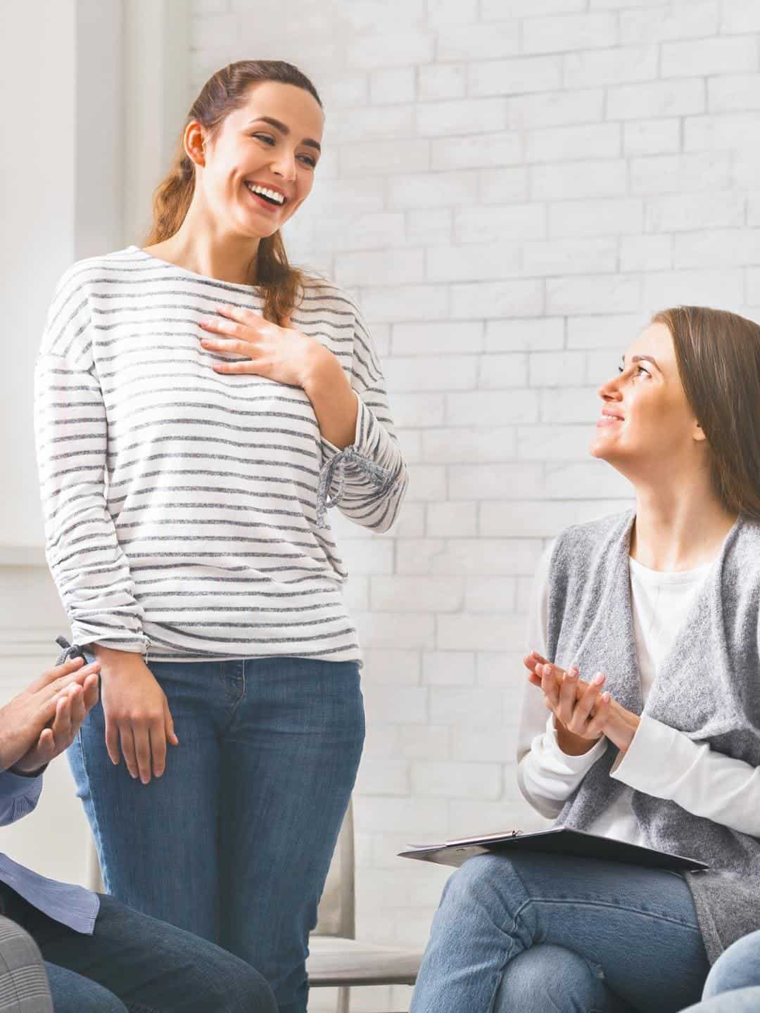 Peer support session at a residential treatment program in Mississippi.